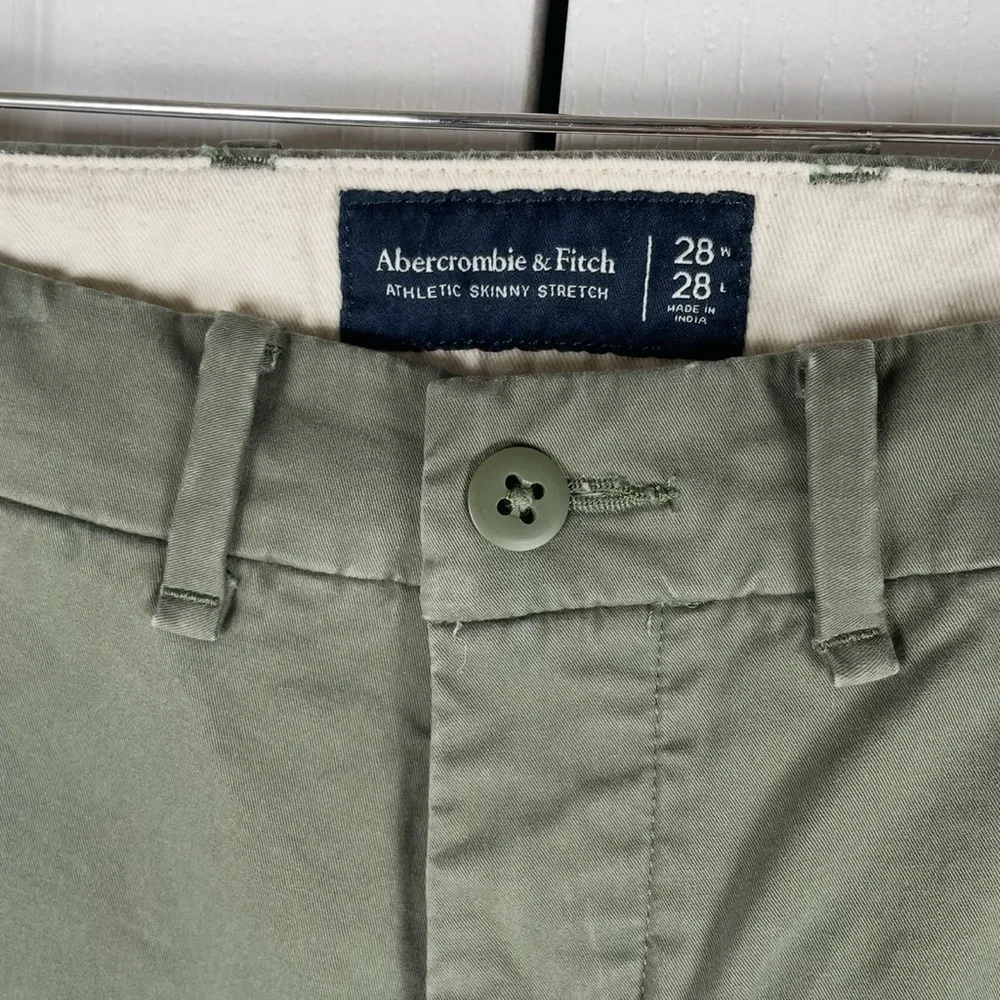 Abercrombie & Fitch Athletic Skinny Stretch Chino Pants Men’s 28x28 Army Green - Picture 3 of 13